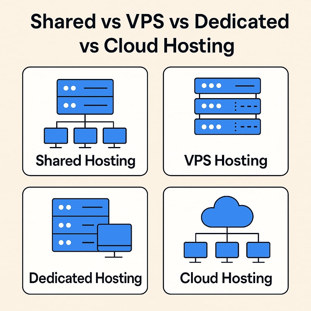 Shared vs VPS vs Dedicated vs Cloud Hosting
